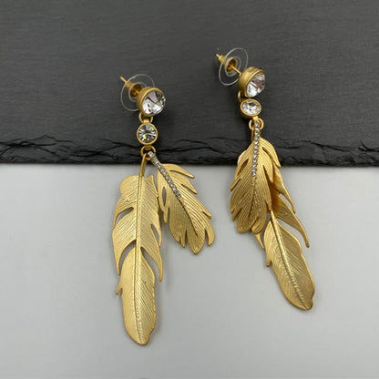 Golden Feather Earrings