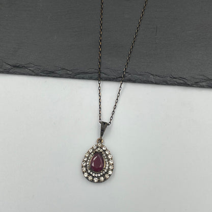 Isabella Necklace - Deep Red - Ατσάλινο Γυναικείο Κολιέ