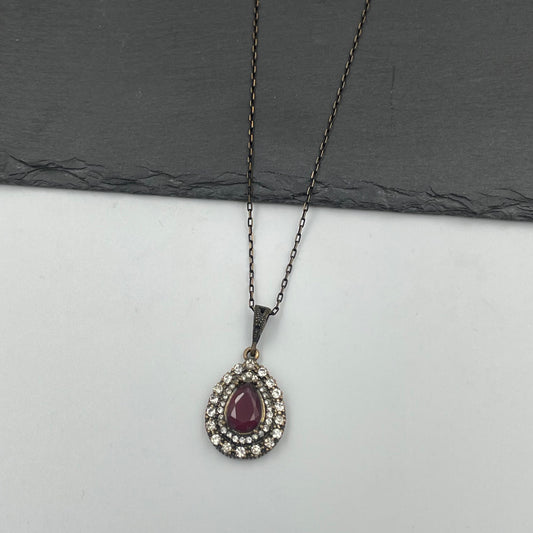 Isabella Necklace - Deep Red - Ατσάλινο Γυναικείο Κολιέ